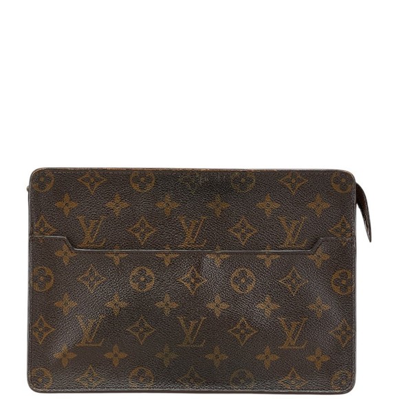 Louis Vuitton Monogram Pochette Homme Second Bag Clutch M51795 Brown PVC - Picture 1 of 10